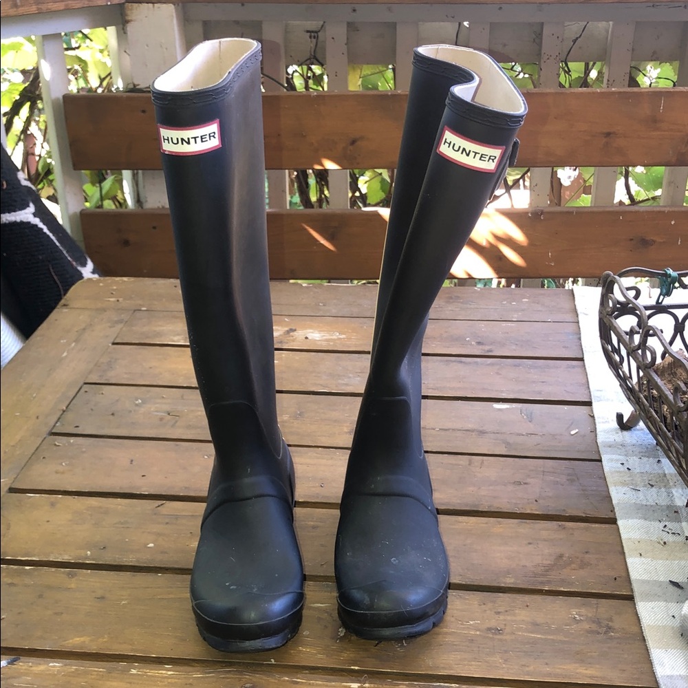Hunter Black Tall Rubber Rain Boots for Women